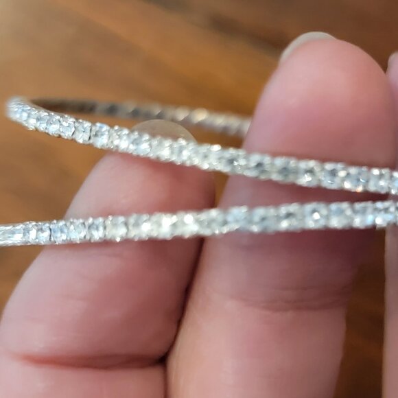 2 PC Set Silver & CZ Studded Wrap Bracelets - Picture 2 of 10